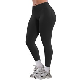 Jetjoy Seamless Impact Leggings for Women Hidden Scrunch Butt Lifting Workout Leggings Mid Waist Tummy Control Gym Yoga Pants Black