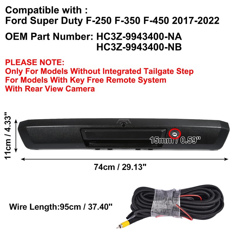 Tailgate Handle with Backup Camera for 2017-2022 Ford F250 F350