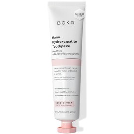 Boka - pasta dental sin flúor, pasta dental nano hidroxiapatita, adecuada para dientes sensibles, para el cuidado bucal de adultos, sabor a jengibre de coco, 4 onzas líquidas, 1 paquete