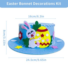 Easter Bonnet Decorations Kit,Make Your Own Easter Bonnet,Easter Bonnet Hat Making Kit, Easter Party Favors DIY Easter Crafts Handmade Pink Hat Kit for Easter Craft Supplies Blue