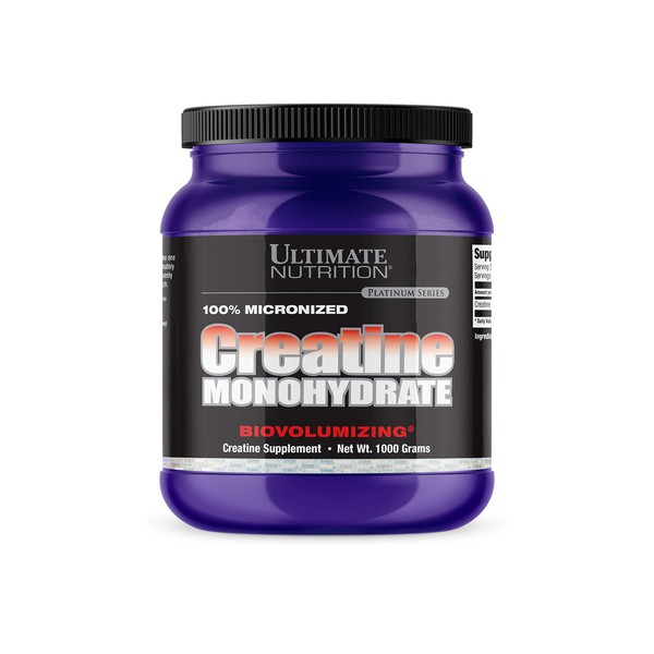 Ultimate Nutrition Creatine Monohydrate Supplement, Mass Gainer Protein Powder with Creapure, Micronized Unflavoured Powder for Muscle and Strength Support, Biovolumizing, 1000g