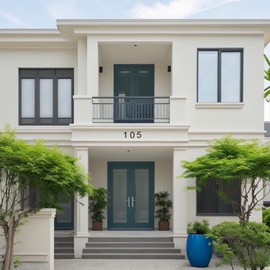 7 Inch Modern Aluminum House Number – Floating or Flush Mount, Black Metal Address Numbers for Home