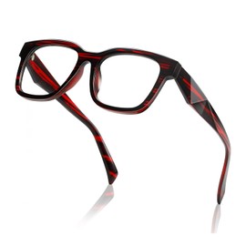 kimorn Blue Light Blocking Glasses,Anti Eyestrain & UV Protection,Square Frame Glasses for Women and Men (Red)