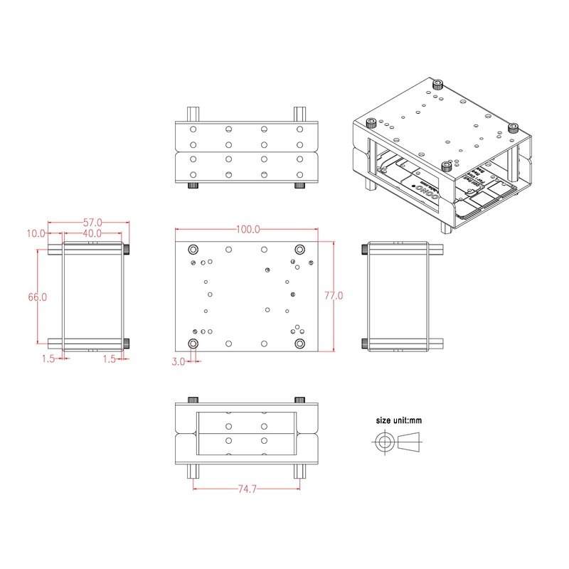 Semi-Enclosed Enclosure Kit for Raspberry Pi BeagleBone Arduino UNO Mega