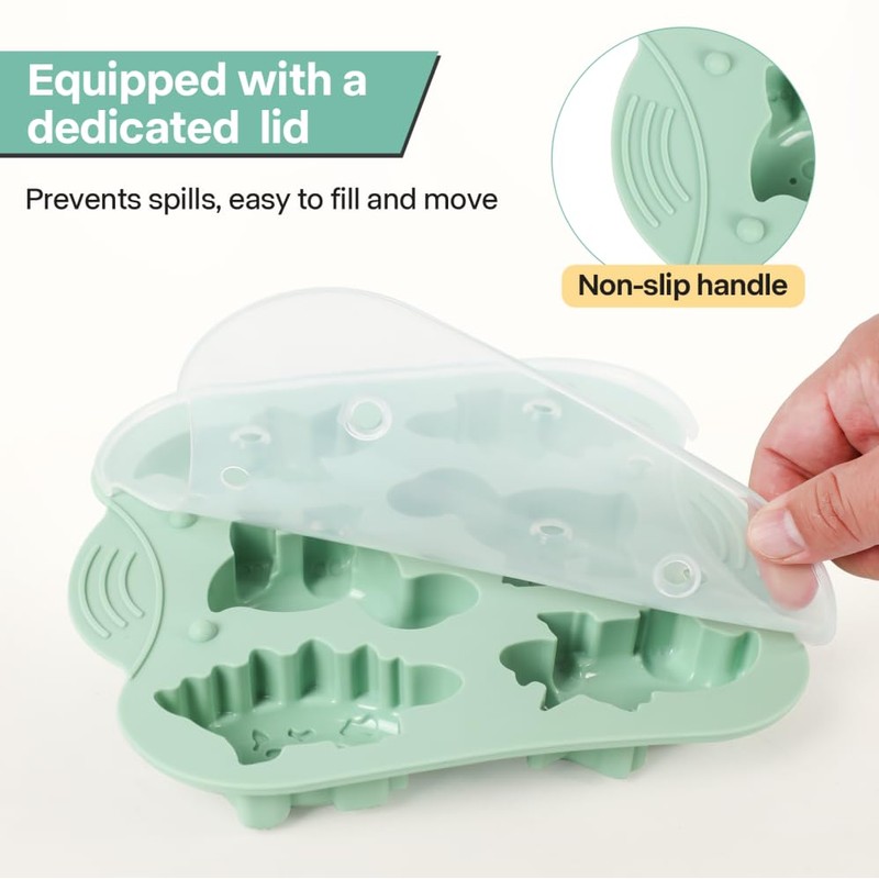 Spmarkt 2-Pack Dinosaur Silicone Mold, Multi-Purpose Jello Molds for Kids,
