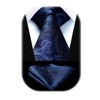HISDERN Mens Solid Navy Blue Paisley Wedding Tie Handkerchief Men's