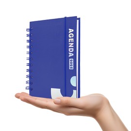 2025 Daily Planner with Rings, Size 11 x 16 cm, Perfect for Appointments and Business - Elegant Hardcover, Functional Design, Diary in Italian from January to December (BLUE)