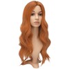 FESHFEN Long Orange Wig for Women, Middle Parting Synthetic Wavy