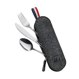 Cilio Viaggio Outdoor Cutlery Set Camping Cutlery with Black Felt Bag 545845 Black