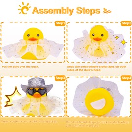 MuMyer Car Rubber Duck Ornaments 2 Pack Duck Car Dashboard Decorations with Mini Sunglasses, Headband or Hat, Skirt or Bow for Car Dashboard Decoration Accessories(D13)
