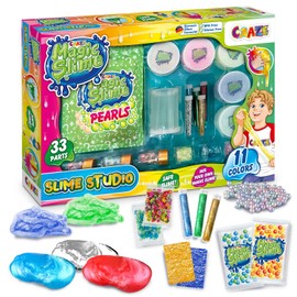 CRAZE Magic Slime Studio DIY Slime Kit 11 Colours with Accessories Fluffy Slime with Beads Glitter & Special Effects Slime Children 32862, Colourful, 36.5 x 5.8 x 25.5 cm