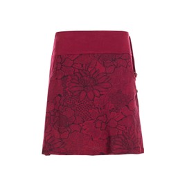 Vishes Short women's skirt with floral lace, size 34-46, handmade from 100% cotton, skirt with pockets, for warm and cold months, sustainable alternative clothing, darkred, 40