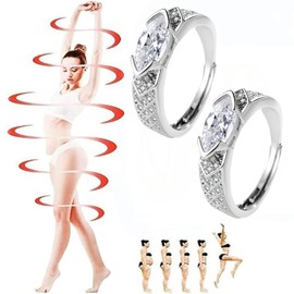 Magtherapy Lymphatic Therapy Titanium Ion Moissanite Diamond Ring, Unclog Bloodstream and Lymph Nodes Torina Crystal-Quartz Ionix Ring Open Cubic Zirconia Ring(2Pcs)