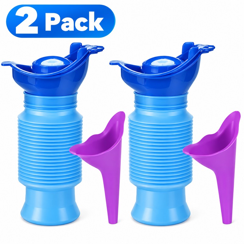 Portable Urinal Bottle 2 Pack for Travel – 750ml Shrinkable