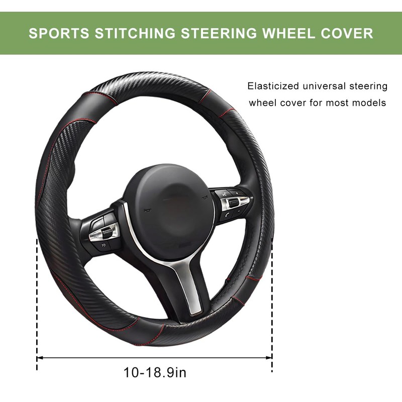 MTRPS Car Steering Wheel Cover, 15 Inch Leather Stitching Elastic