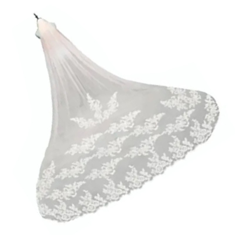 3 Meter Bridal Veil Lace Applique Metal Comb Fixing Ultra