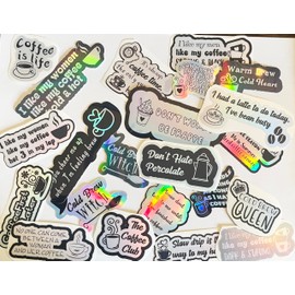 Coffe Lovers Frappuccino Puns Funny Premium Waterproof Vinyl Sticker Queen Bee - Vibrant Colors & Holographic Kids, Teens, Men & Women! (Regular Vinyl)