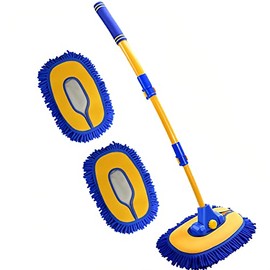 Mveqrrn - Cepillo de lavado de autos mejorado con mango largo, kit de suministros de cepillo de limpieza de autos de microfibra de chenilla, accesorio