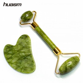 Huazim Okmi Natural Jade Facial Massager Face Jade Roller Green (Jade)
