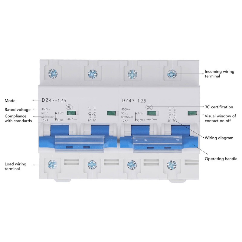 Interlock Circuit Breaker 10KA Breaking Capacity Rail Installation Mini Dual