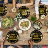 EVYIENEN 50Pcs 60th Birthday Party Paper Plates,7inch Disposable Black and