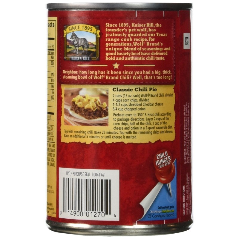 Wolf Brand Chili with No Beans, 15 Ounce (Pack of