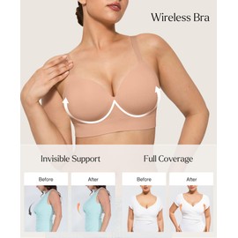 Popilush Wireless Seamless Bra for Women Soft Foam Cups Bralette No Wire Support Comfort Everyday Bras Skin