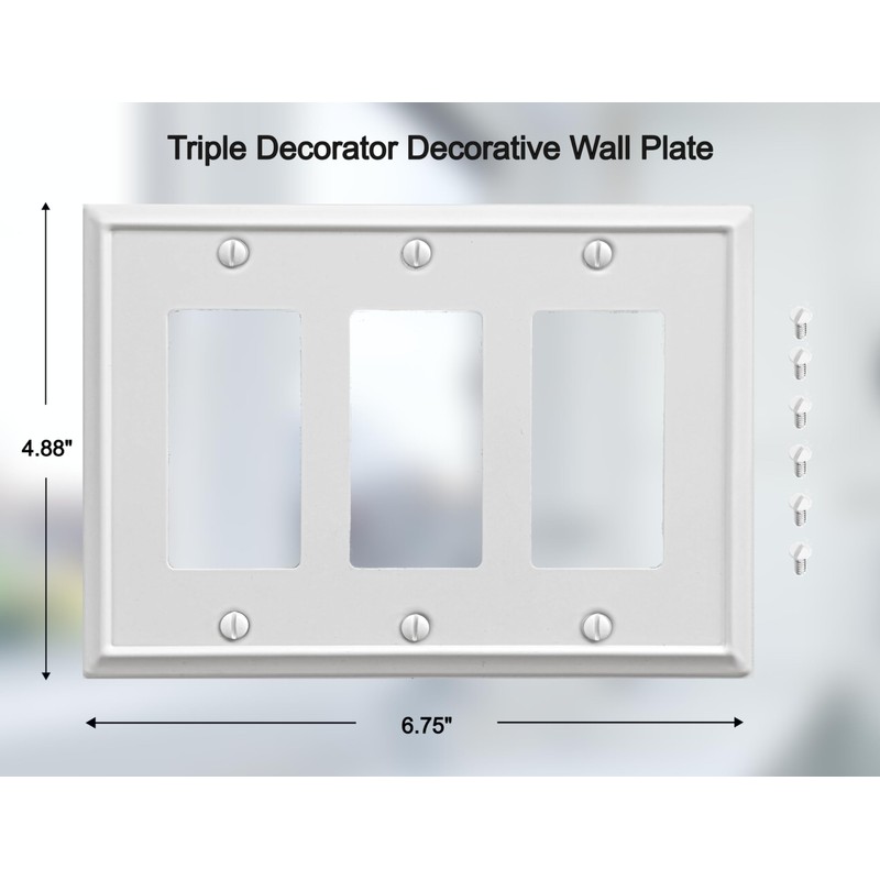 OKAWYC Triple Decorator Light Switch Cover Aria Metal Wall Plate,