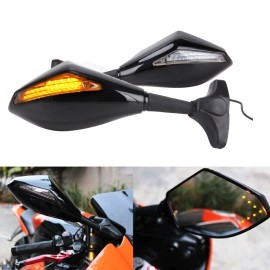 Unbranded Rearview Mirrors With Turn Signals LED For Kawasaki Ninja ZX6R ZX636 ZX9R ZX10R