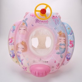Colorful Baby/Kids Thick Steering Wheel Horn Swimming Ring with Tube lf1829 Free Size/Free Size Handle Mermaid Wheel 3ea