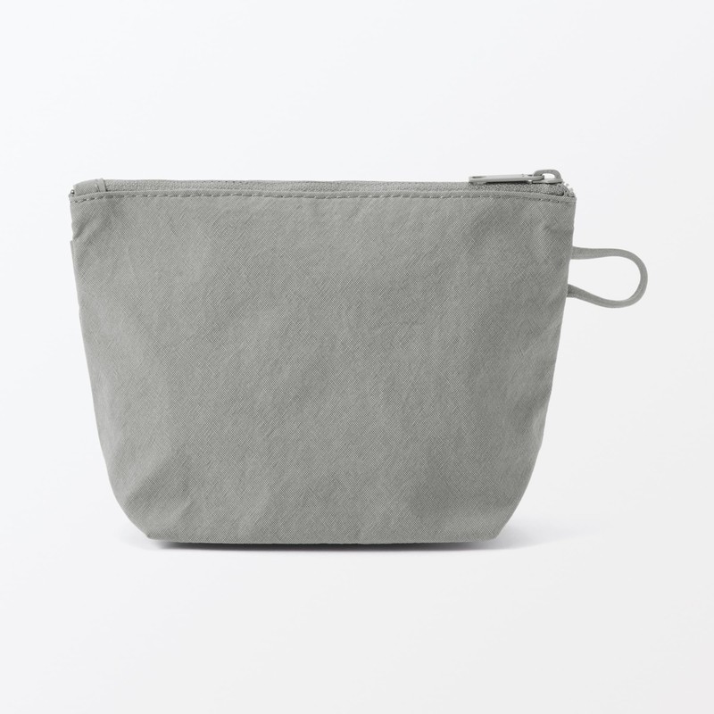 MUJI 84475658 Wrinkle Nylon Pouch with Gusset, Gray, S, Approx.