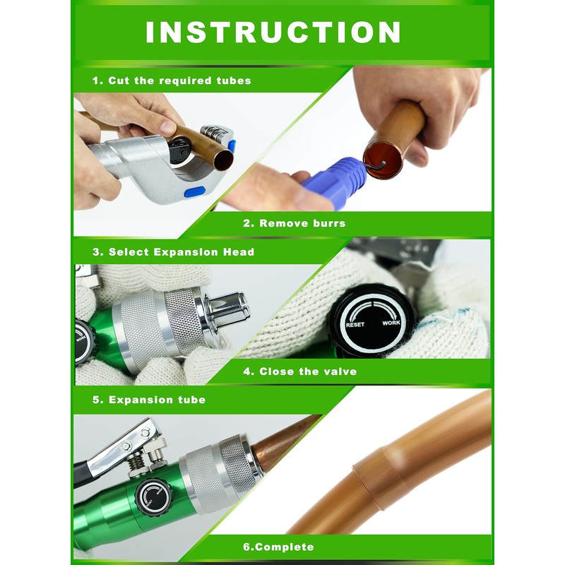 UTZIKO HVAC Hydraulic SWAGING tool kit for copper tubing Expanding