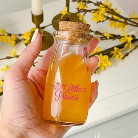 Kate Aspen "Little Princess Vintage Milk Shaped Corked Glass, Baby Shower/Birthday Party Favor Decorative Bottles, 18 Count (27196NA-LP)