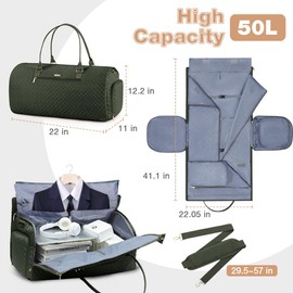 LekeSpring Convertible Garment Bag with Shoulder Strap, Travel Garment Bag Carry On, Garment Bags for Travel for Men and Women, Foldable Garment bags for travel, Army Green