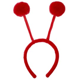 CHEU Diadema de antena como abeja, caracol, hormiga, accesorios de insectos con pompón de felpa flexible (rojo)