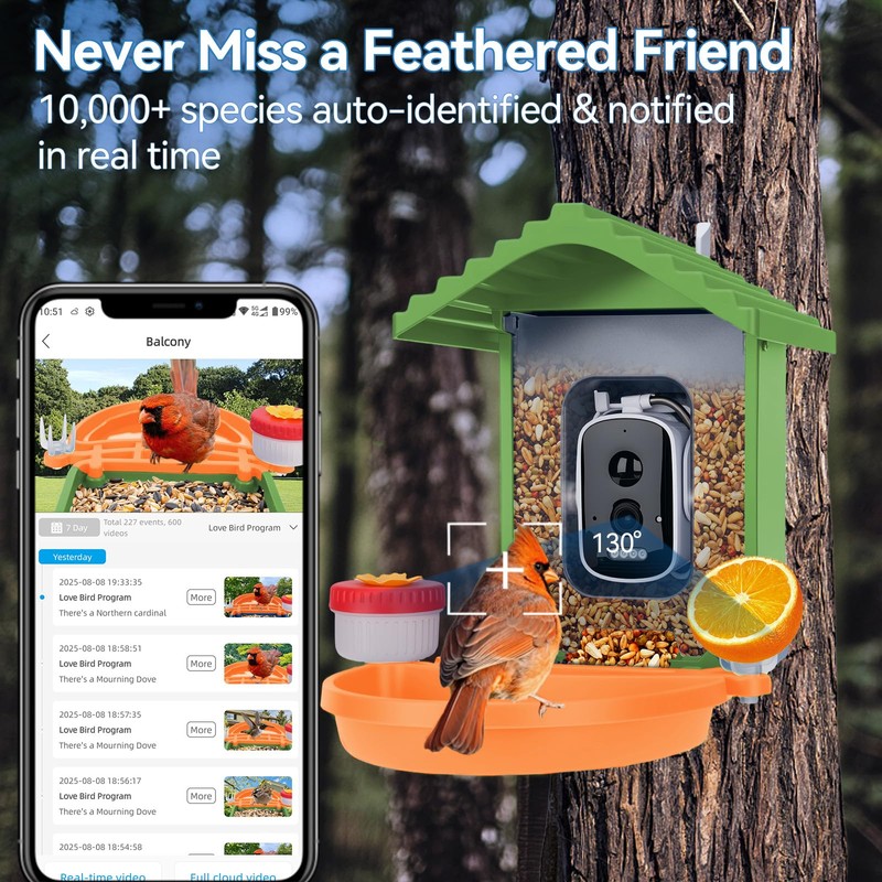 Leapbird Smart Bird Feeder Camera 2.5K HD Live View,Solar Powered,AI