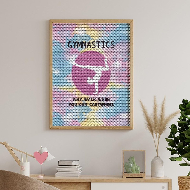 PLQAZEDG Ink Splash Gymnastics Silhouette Diamond Art Painting Art Kits