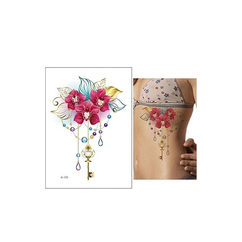 6 Sheets Underboob Tattoos Breast Tattoos Flowers Tattoo Set Zoe