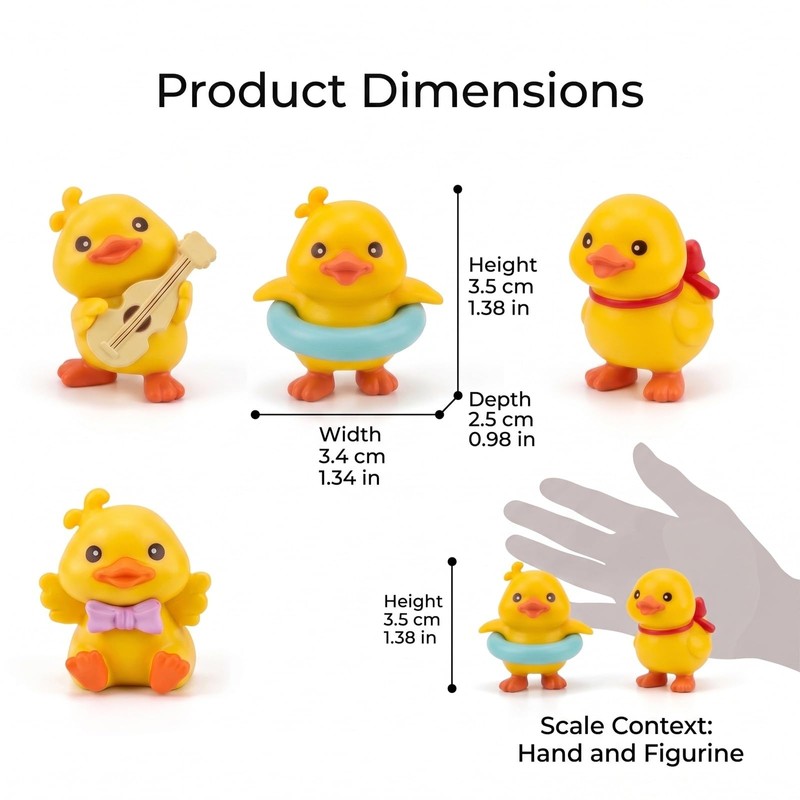 6 Pack Cute Duck Figurines, Car Dashboard Decor, Desk Ornaments,
