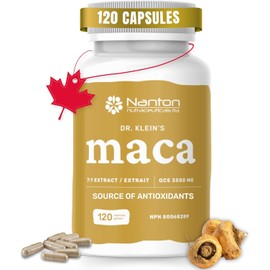 New! Dr. Klein's Maca Root Supplement. 7:1 Strenght Extract Equivalent to 3500mg per Capsule. Source of Antioxidants, Energy, Mood. Gluten, Dairy & Soy Free. Vegan. 500 Mg. 120 Capsules.