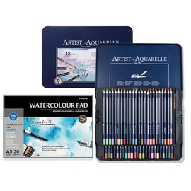 Roseelf Colored Pencils, Watercolor Set, Water Soluble (12 Colors, 24 Colors, 36 Colors, 48 Colors, 72 Colors/120 Colors), 1 Watercolor Paper A5, Elementary School Students, Kids, Beginners, School