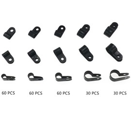 240 PCS R Type Cable Clips,Cable Cleats,P Clips (Black)
