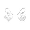 925 Solid Sterling Silver Tiny Dangling Fleur de Lis Heart
