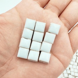 500g Square Ceramic Mosaic Tiles, 500 Pieces, 1 x 1 cm, Handmade Creative Micro Mosaic Pieces for Lovers, DIY Mosaic Projects and Home Decorations (White)