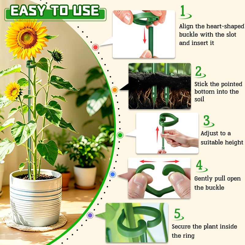 SupKing Telescoping Plant Stakes 37 inch,Adjustable Green Monstera Support Stake