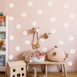 Arawat White Daisy Home Wall Decor Living room Wall Decals Peel and Stick Wall Stickers & Murals 12 Pcs Flower Wall Stickers Decor for Bedroom Vinyl Kitchen Wall Murals Peel and Stick for Girls Room