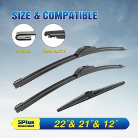 3 Wipers 22"/21"/12" Replacement For Dodge Durango 2020-2011, Jeep Grand Cherokee 2013-2011, 22 Inch+21 Inch Windshield Wiper Blades with 12 Inch Rear Wiper Blade