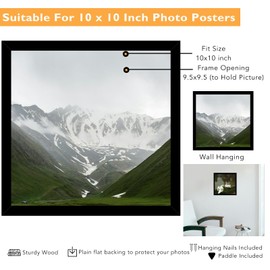 QOTIB 10x10 Picture Frame Black for Wall Mounting Set of 3, Horizontal and Vertical Formats for Wall Hanging, Wood 10x10 Frame, Black, 3 Pack