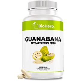 BioHerb Extracto de Guanábana 100 Puro 180 Cápsulas de 500 mg Alta Concentración Natural de Antioxidantes y Vitaminas C, Tiamina, Niacina Máxima