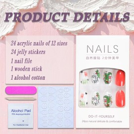 Christmas Fake Nails Short Almond Winter Press on Nails Red Full Cover Cute cartoon Santa Claus False Nails with Designs Glossy Glue on Nails Acrylic Manicure Artificial Nails for Women Girls 24Pcs